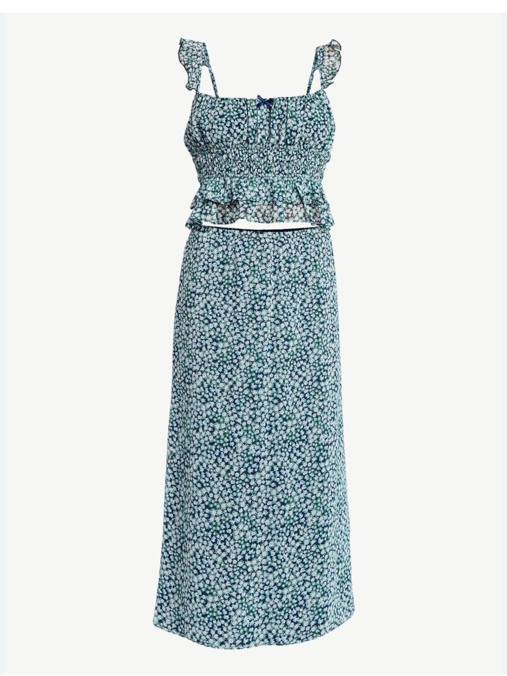 Blue Floral 2 piece Maxi Skirt and top.